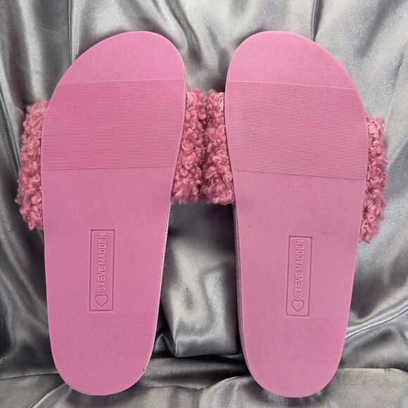 Steve Madden JEHEARY Fur Slides Girls 4M Sandals Pink Glitter Sparkles Hearts - Picture 9 of 15